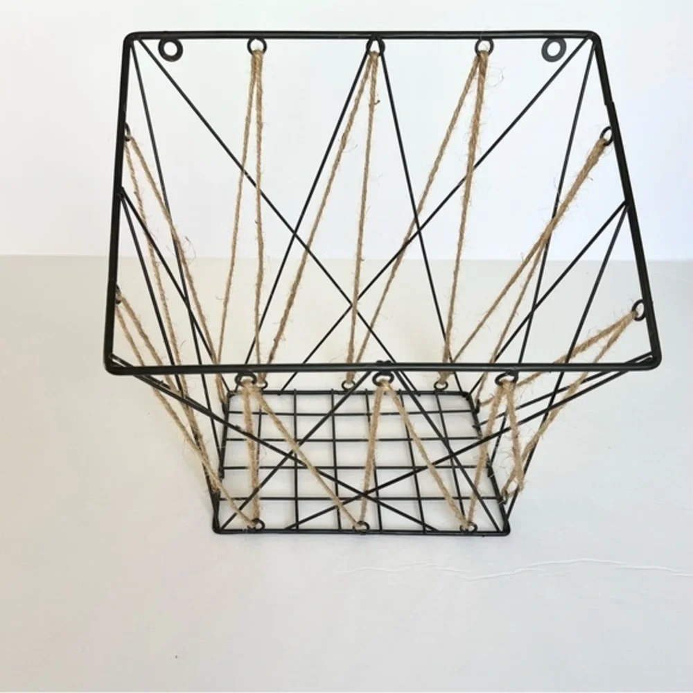 metal and twine basket home decor hanging entryway bin